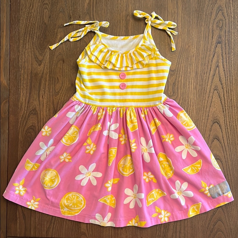 Eleanor Rose Yellow and Pink Citrus Kids Dress